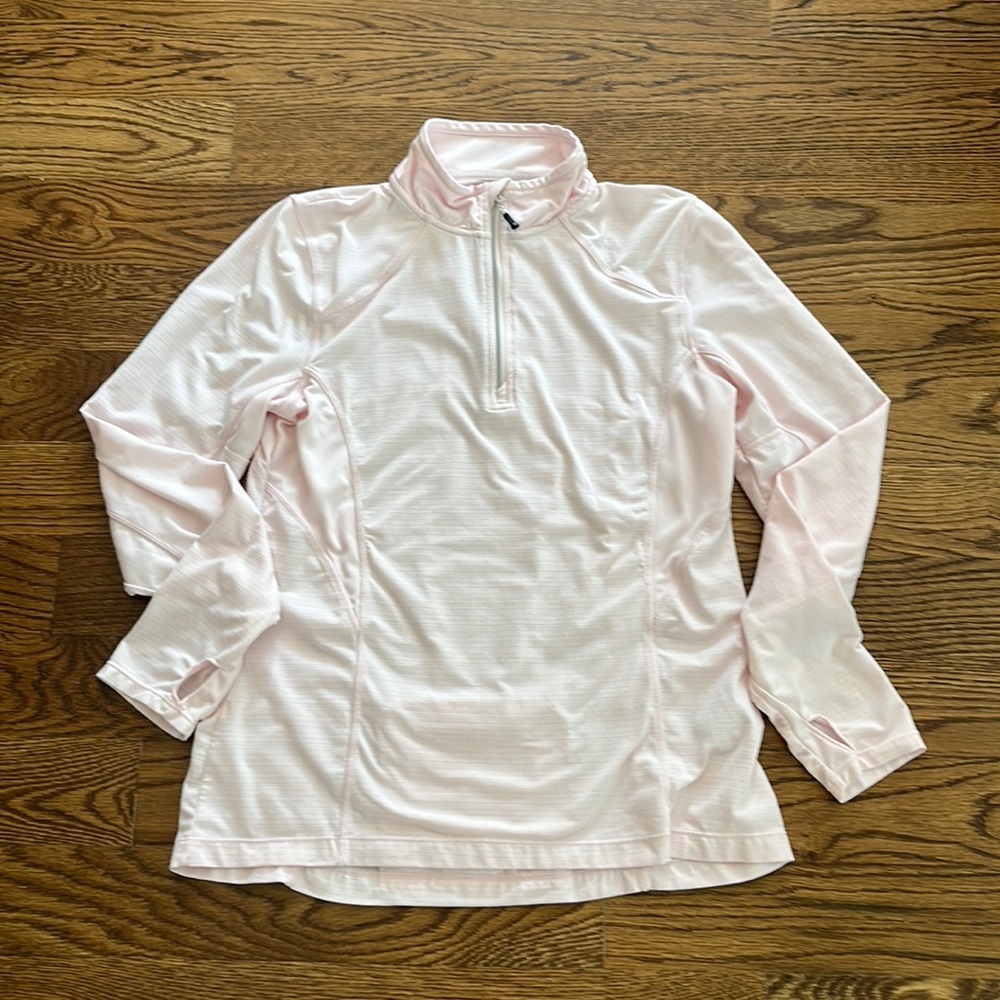Pale pink 1/4 zip athletic top